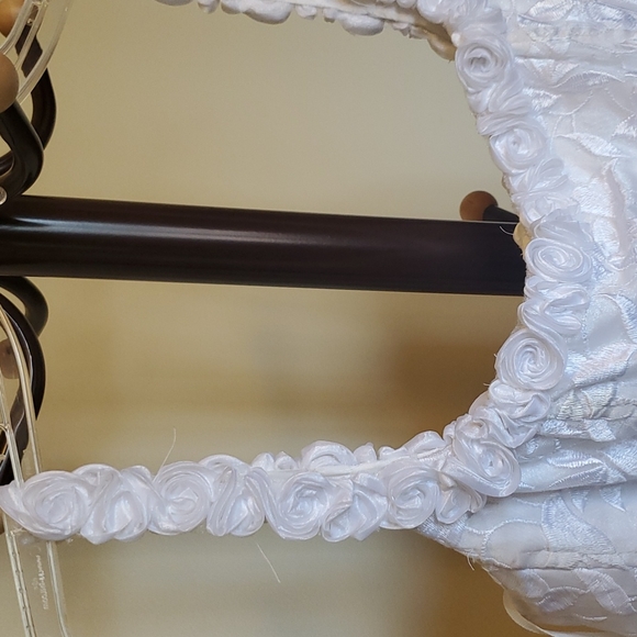 White Formal  Sz 12.  Full skirt with a layer of Crinoline  Roses on arm straps. - Picture 3 of 10